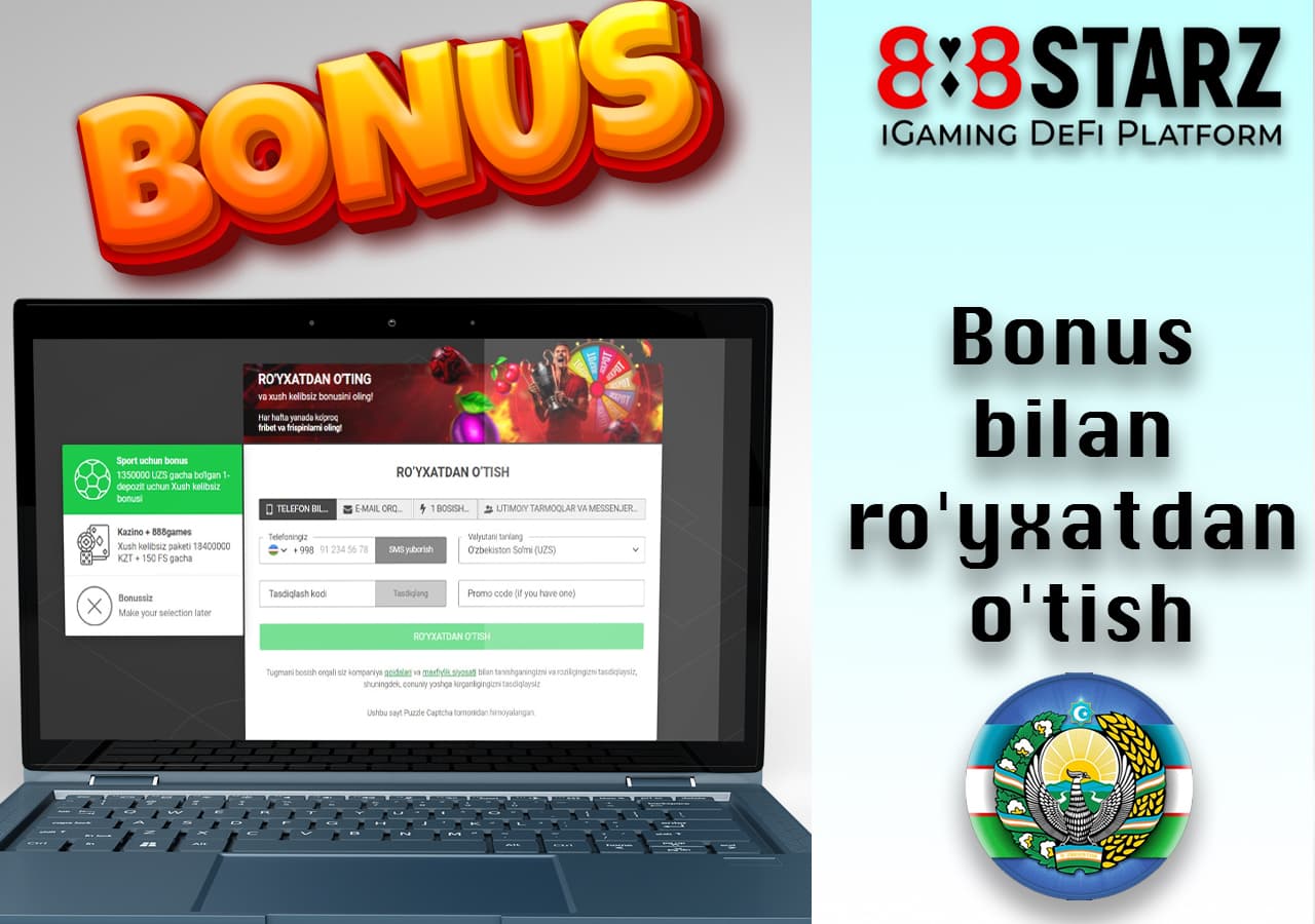 Bonus bilan 888starz Casino ro'yxatdan o'tish