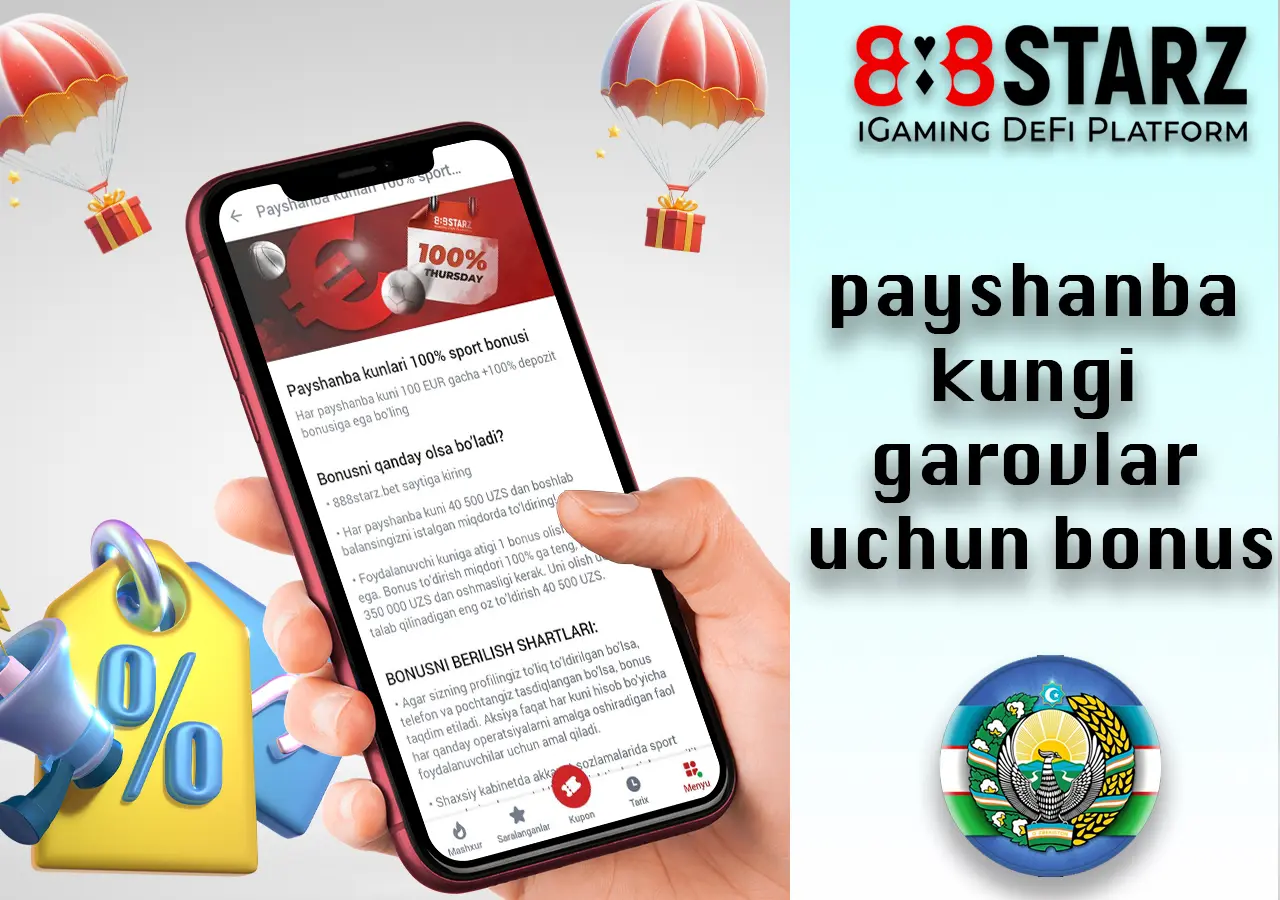 Har payshanba kuni tikish uchun 888 starz dan 100% bonus